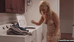 Stepson Codey Steele satisfies his stepmother Lisey Sweet’s desires in a hardcore scene.