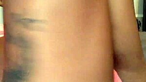 ebony babe shows off her fat cameltoe then twerks her sexy ass in the room