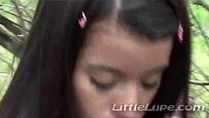 little lupe masturbates her tight pussy in the woods