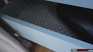 what are you doing, horny stepson? blonde milf stepmom catches you masturbating and gives blowjob