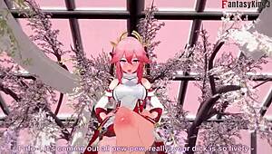 3D porn features Yae Miko's eager mouth