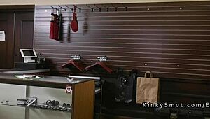 The mistress binds and anal fucks two babes.