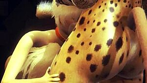 yo, watch this young fox suck futanari cocks till they burst!