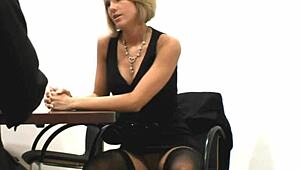 german blonde casually FUCKS during job interview