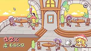 in futanari di funghi, kinky waitress puts cum on pizza