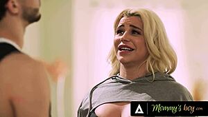 Spencer Scott, the ultimate MILF, gives her stepson a special treatment with her big boobs and fingers.