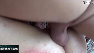 Fabulous girl next door takes creamy cum inside shaved pussy