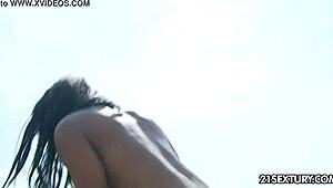 kiki minaj gets her ass fucked over the water in a casual anal session with blowjob and facial