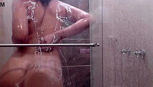 Curly Brunette Slut Fingers Pussy In Shower Loving Sex