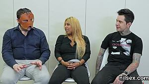 foxy chick brought to butthole madhouse for awkward therapy with deepthroat and anal