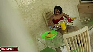 Stepfather films stepdaughter eating without underwear