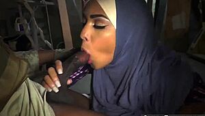 Petite teen in hijab gets her booty dropped by military man 23km from the base