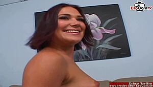 slim brunette teen 18+ takes bbc at casting 😍