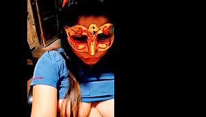 Ella leaves work early and touches her sexy body at home singing reggaeton