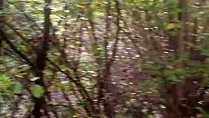 Skinny girl pees outdoors