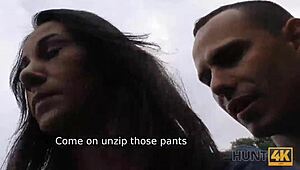 Hunt4k guy scores perfect trimmed pussy in public!