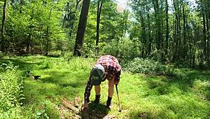 Pawg lumberjack strips naked for a wild woods adventure