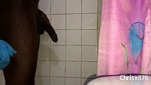 after shower moments with ebony amateur in a steamy setting, quite the view