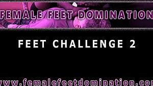 Lesbian foot smelling and worship between two blondes in pantyhose and barefoot fetish domination trailer