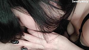 Sweet Lady Passionately Sucks Huge Cock Lover On Camera