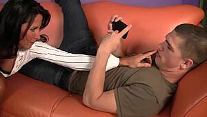 Brunette Cougar Lezley Zen Gets Pussy Pounded Rough. Cute cub licks and fucks her bent over in intense session.