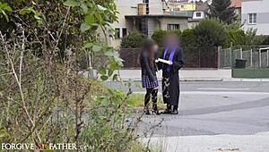 Yo, caught this Russian girl on New Year’s Eve for a rough hard fuck in my van!