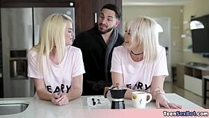 Blonde Wife and Stepdaughter Fuck Pops Freely