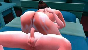 The Sims 4 adult game: Passionary sex scene with anime-like characters.