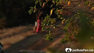 Feeling so naughty in stockings for outdoor solo fun