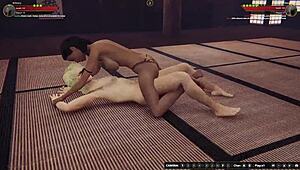 rien and brittany in naked wrestling fight, fingering and assfucking in 3d