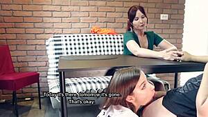 Stepmom Seduces Stepson While Stepsister Blows Him