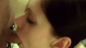 brunette blows his cock during holiday with clothes ripped