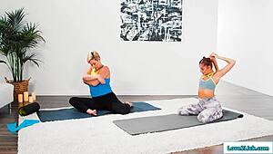 Hey, check this redhead teen making her busty stepmom sweat with wild moves