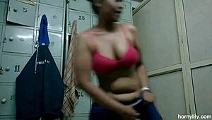 Horny Lily Tamil Maid Fingers Pussy in Bathroom