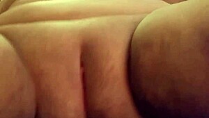 close-up of fat pussy in interracial scene