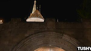 Stunning Blonde Una Bends Over for Oiled Ass Pounding