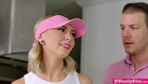 Stepbro scores a hole in one by fucking his teen stepsister Chloe Temple in hardcore action.