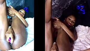 Goddess luxxx28 shows off her spread while playing with toys.