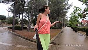 omg, check out this wild camel-toe flashing in public! i can’t believe she’s showing off outdoors.