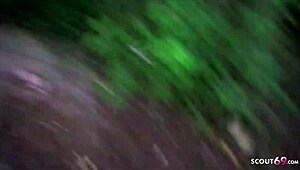 German milf lou in threesome on beach with voyeurs watching