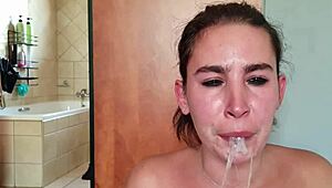 Gathering Saliva While Fucking Throat With Double-Ended Dildo