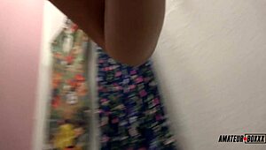 Dana sneakily fingers herself in the public changing room 😏