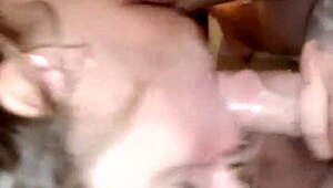 teen ex sucking my dick, showing off her tits in slutty blowjob