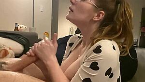 Huge cock sprays cum on huge tits in bodysuit