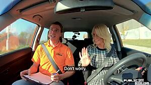 Busty Teacher Rides Driving Instructor Publicly