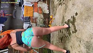 maid tempts with juicy ass and blowjob