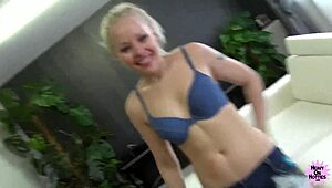 Lola Taylor endures rough spanking and handjob in hardcore sex, ending with facial cumshot.