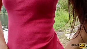 hunt4k got me hooked on outdoor sex with stunning brunette babe. can't believe we did it in public!