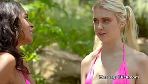 Threesome Oily Massage Turns Into Wet Pussy Play