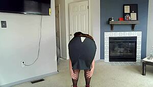 the narrative of the 43yo housewife performing a slutty striptease, teasing in heels and costumes